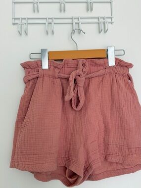 Salmon high waisted cotton shorts